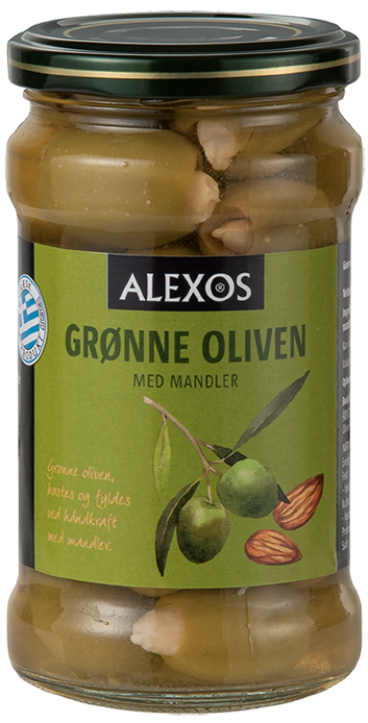 Alexos Grønne Oliven med Mandler