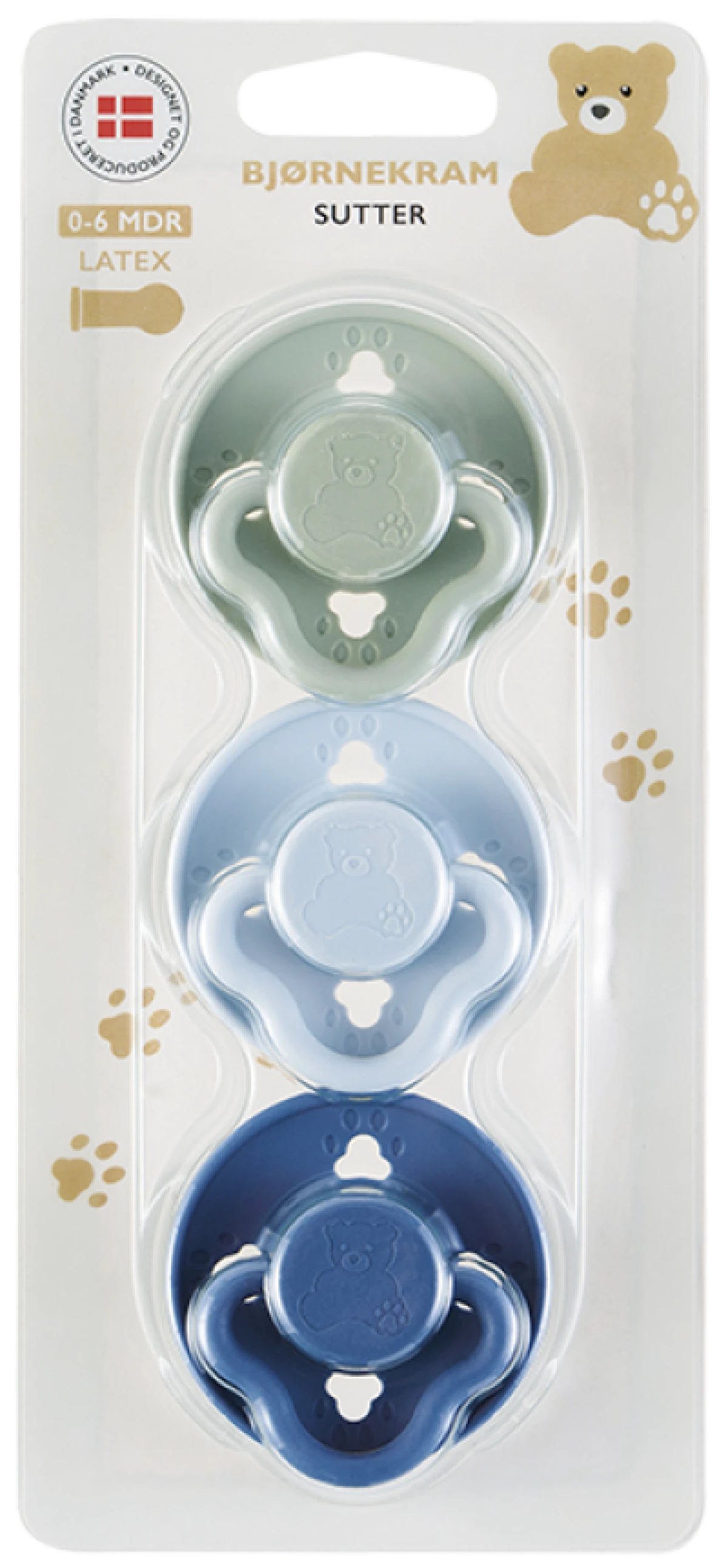 Bjørnekram Sut 0-6 mdr Blå 3 stk
