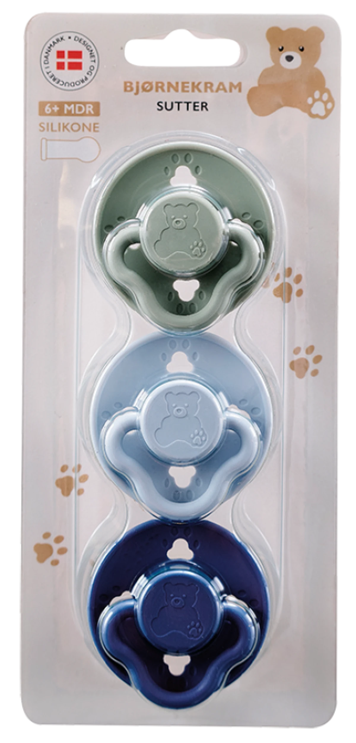 Bjørnekram Sut 6+ Måneder Blå Silikone 3 stk