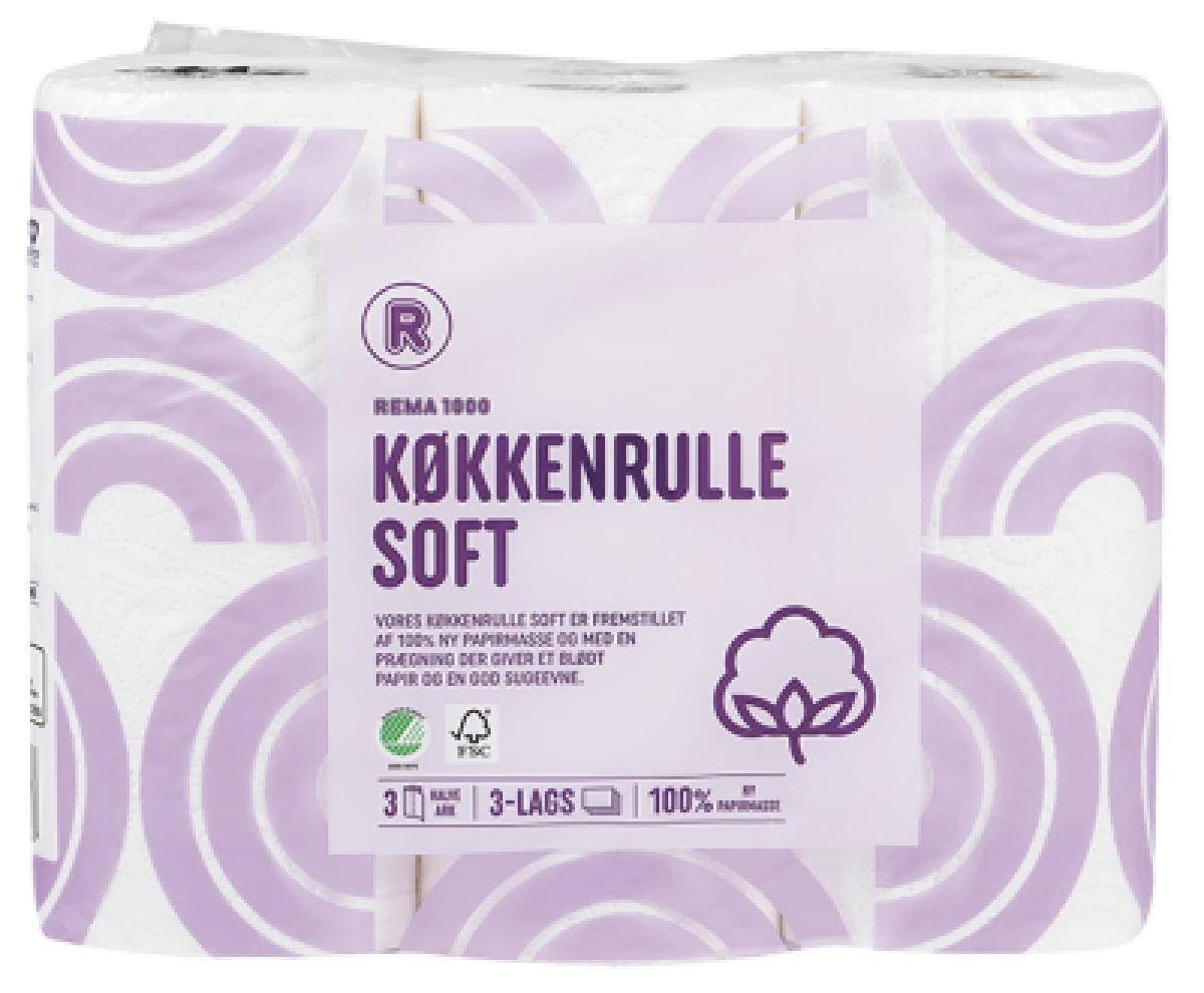 Rema 1000 Køkkenruller Soft 3-lags 3 ruller