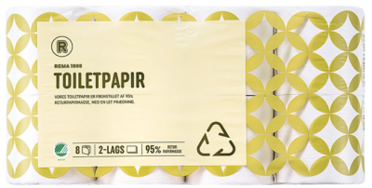 Toiletpapir 2-lags 8 ruller