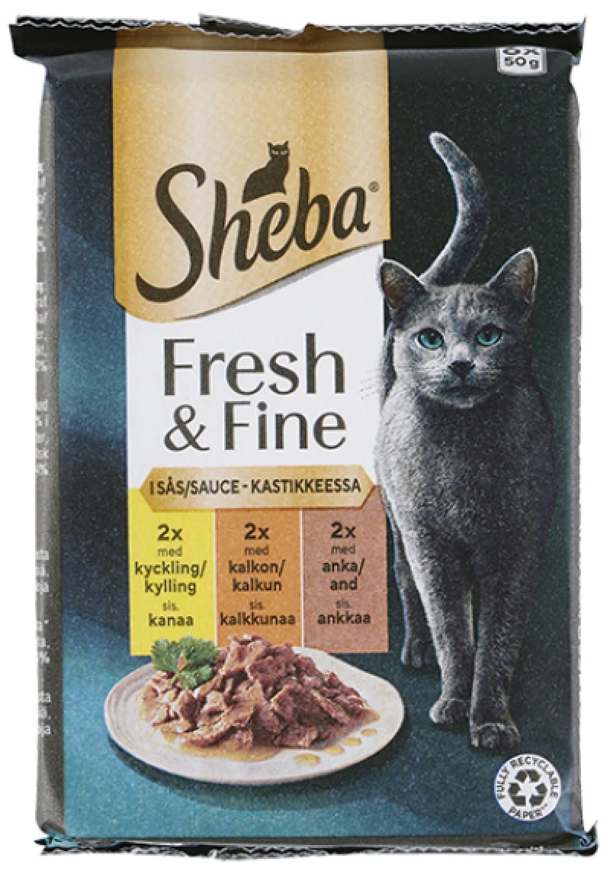 Vådfoder t. kat m. kylling, kalkun & and, Sheba