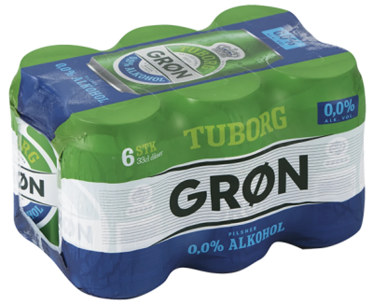 Tuborg Grøn 0,0 6-Pak Ds., 1,98 Liter
