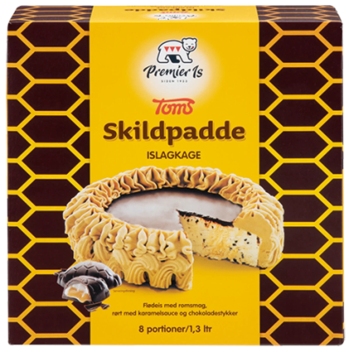 Premier Is, Islagkage m. romsmag, karamelsauce og chokoladestykker