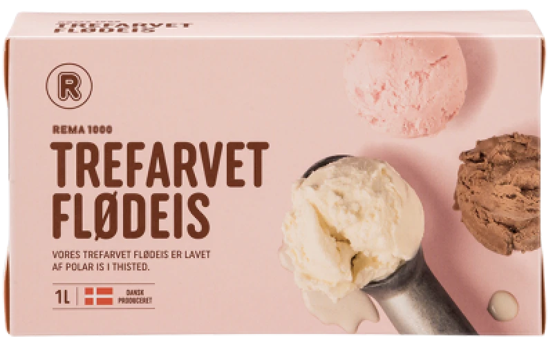 Trefarvet flødeis