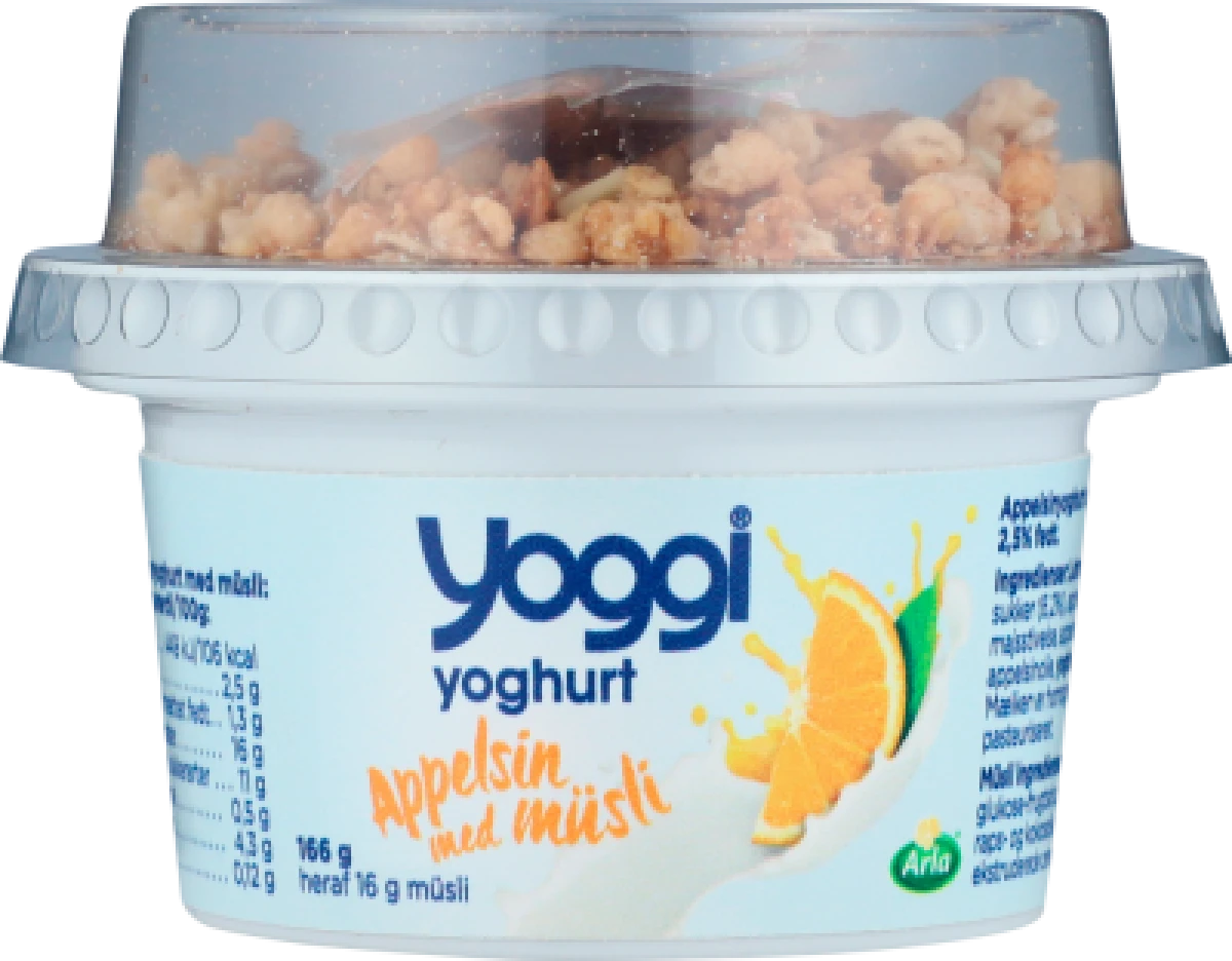 YOGGI APPELSIN, 166 GR. / MED MUSLI TOP