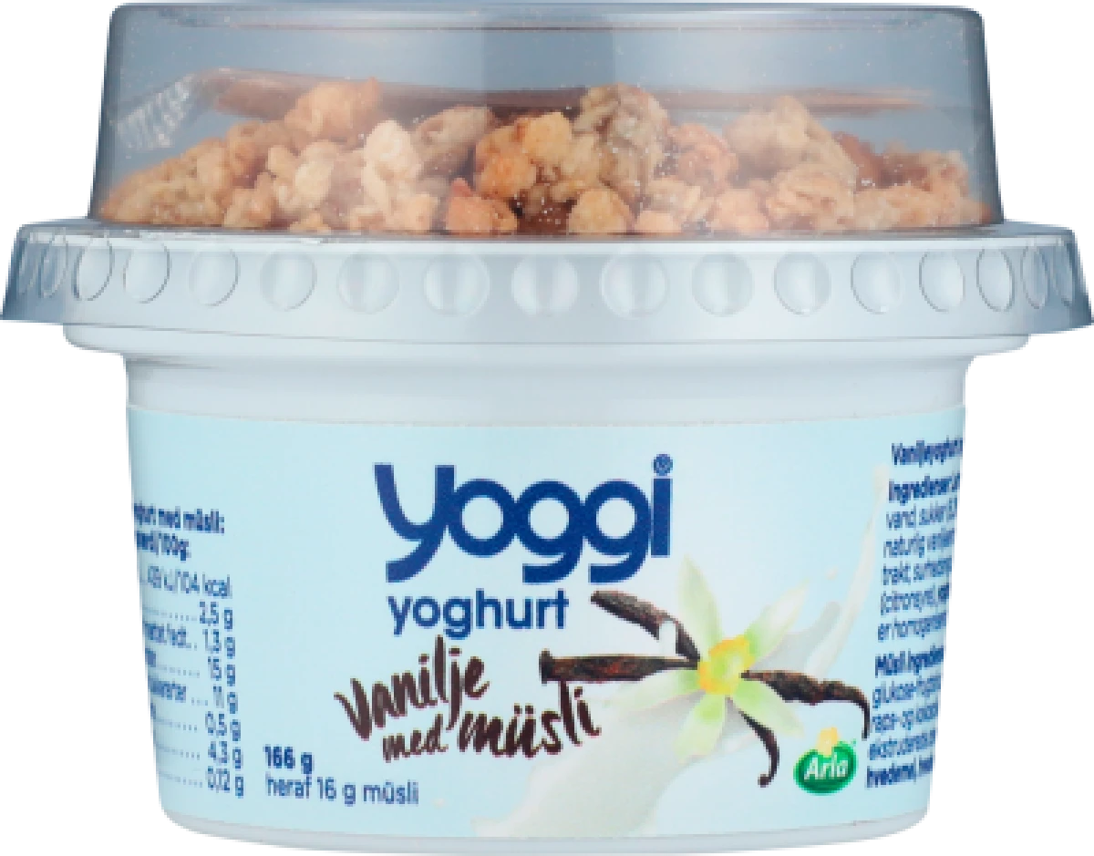 Yoggi, Yoghurt m. vanilje og müsli 2,5% fedt