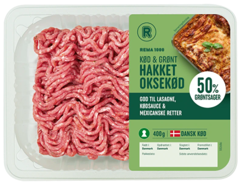 Hk. oksekød, 50% grønt