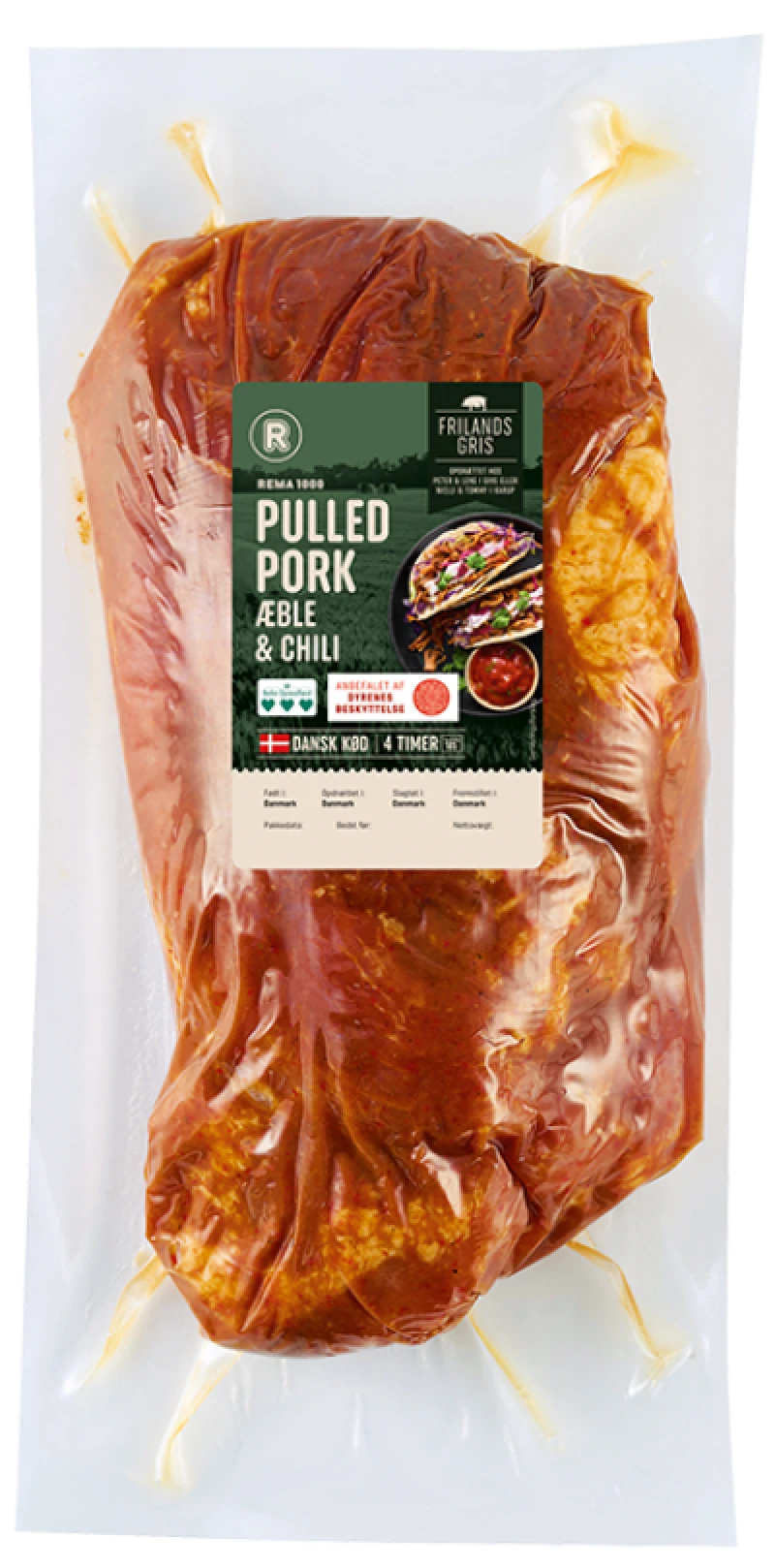 Frilandsgris Pulled Pork Med Æble og Chili