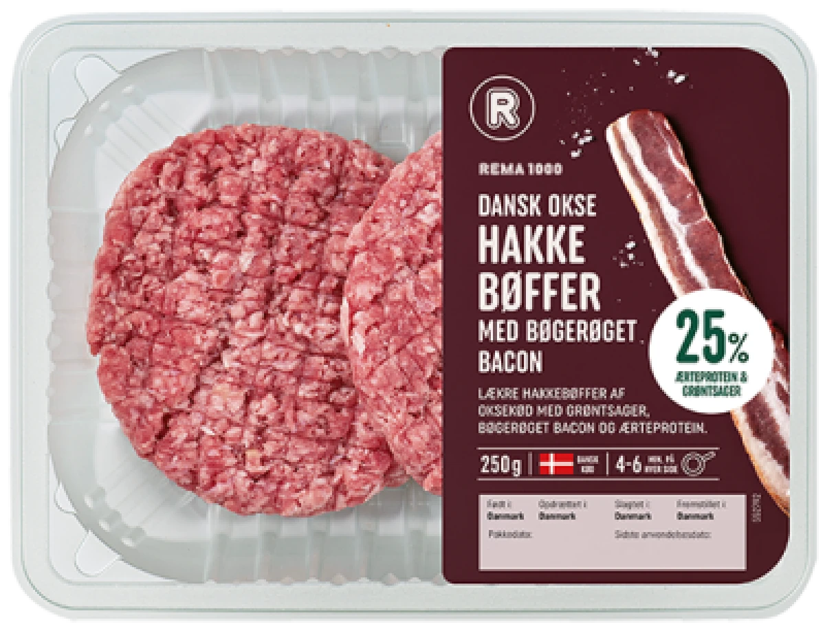 Rema 1000 Hakkebøffer Bacon & Grønt