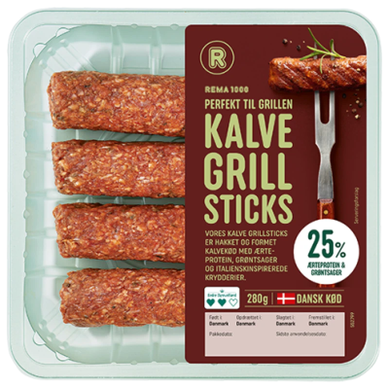 Rema 1000 Kalve Grillsticks med Grønt