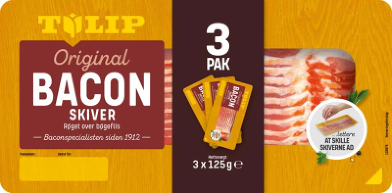 Bacon i skiver 3 pak.