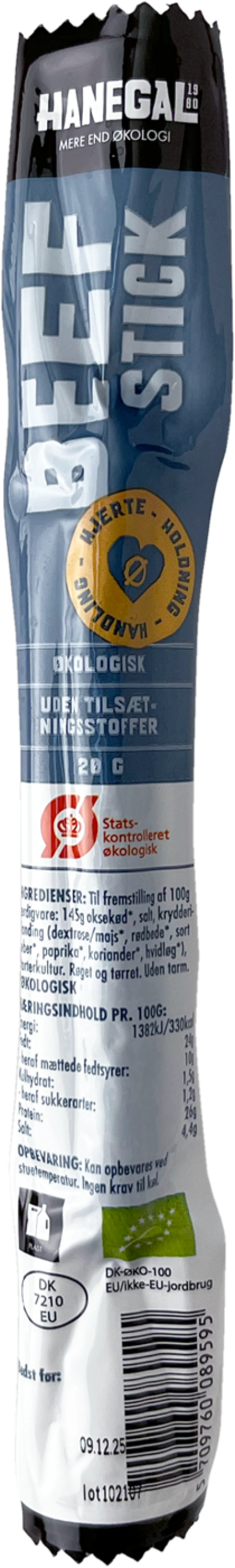BEEF STICK, 20 GR. / ØKO. HANEGAL