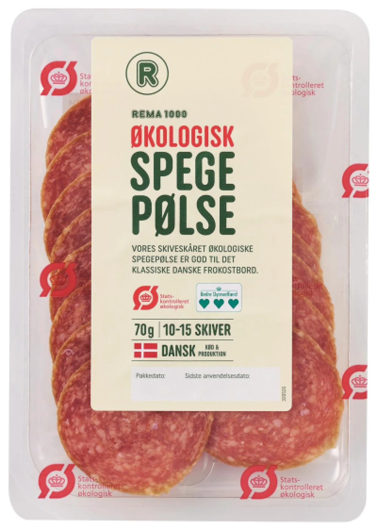 Spegepølse i skiver, økologisk 70 g