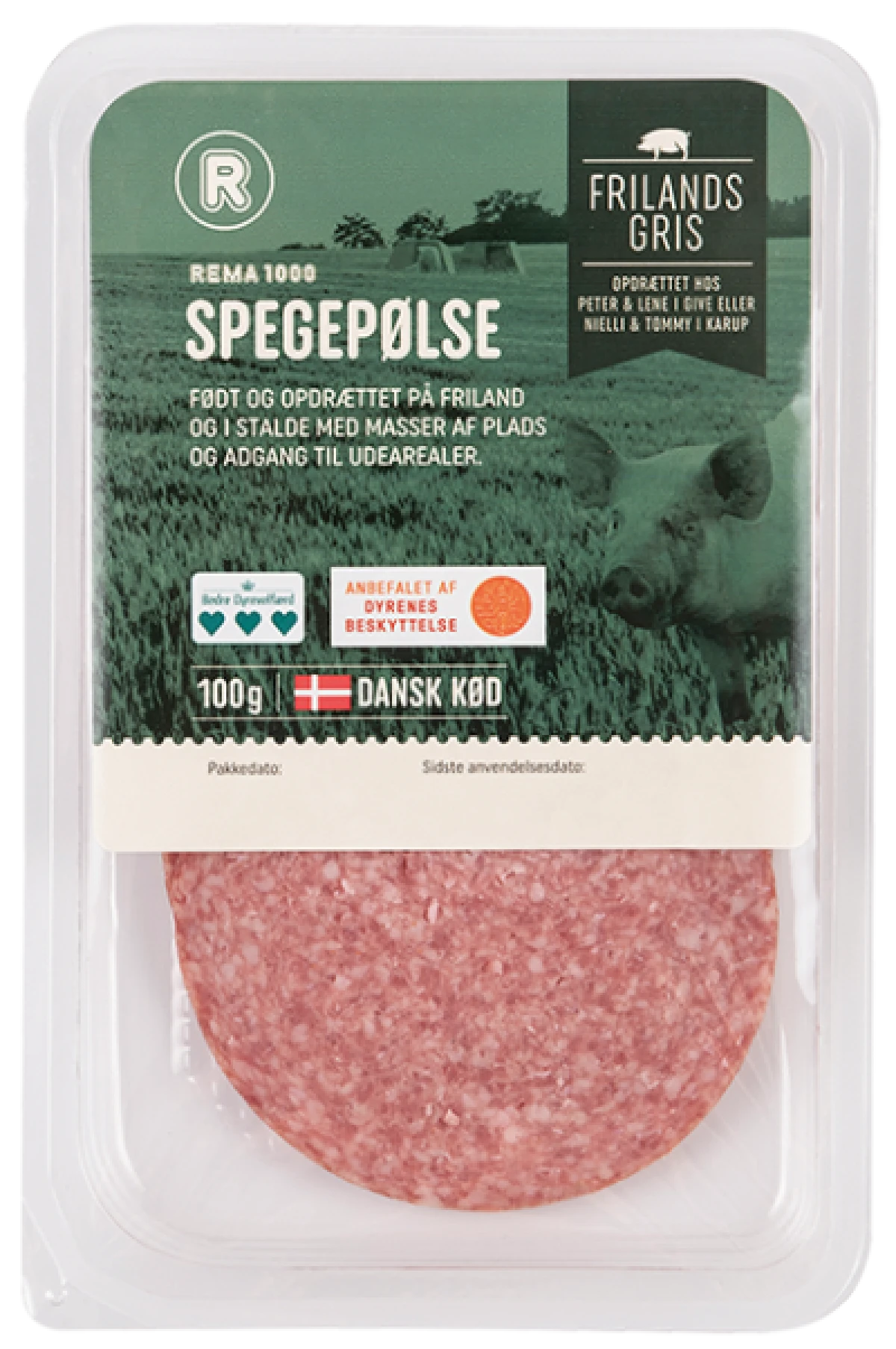 Frilandsgris Spegepølse i Skiver 100 g