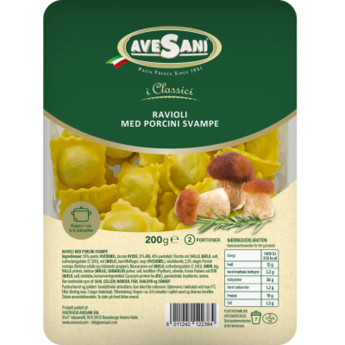 Fyldt Pasta med Svampe
