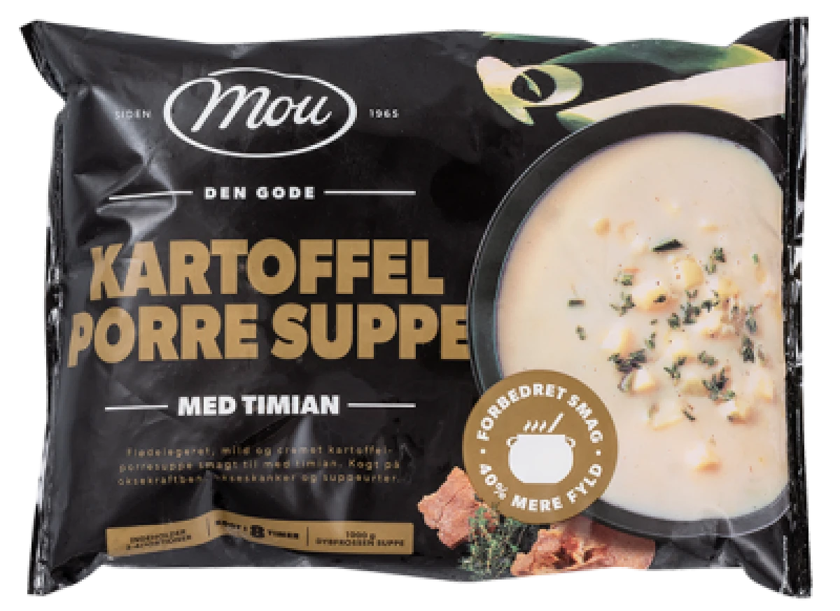 Mou, Kartoffel- og porresuppe m. timian