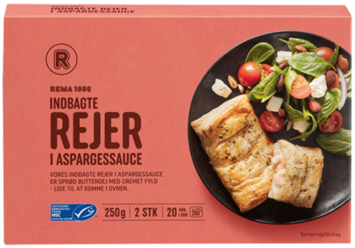 Rema 1000 Indbagte Rejer m. Asparges