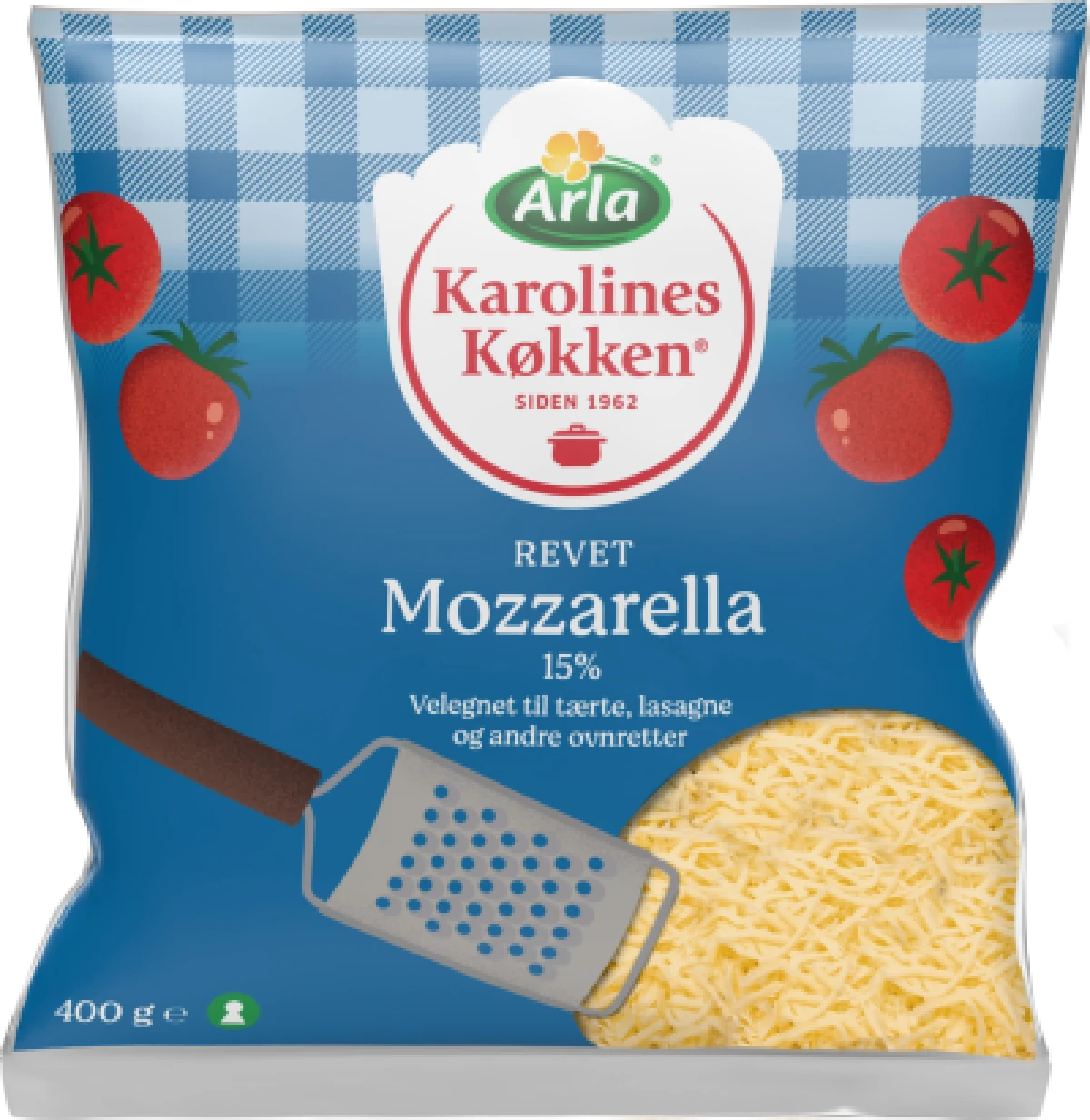 Arla Karolines Køkken, Revet mozzarella ost 15% fedt
