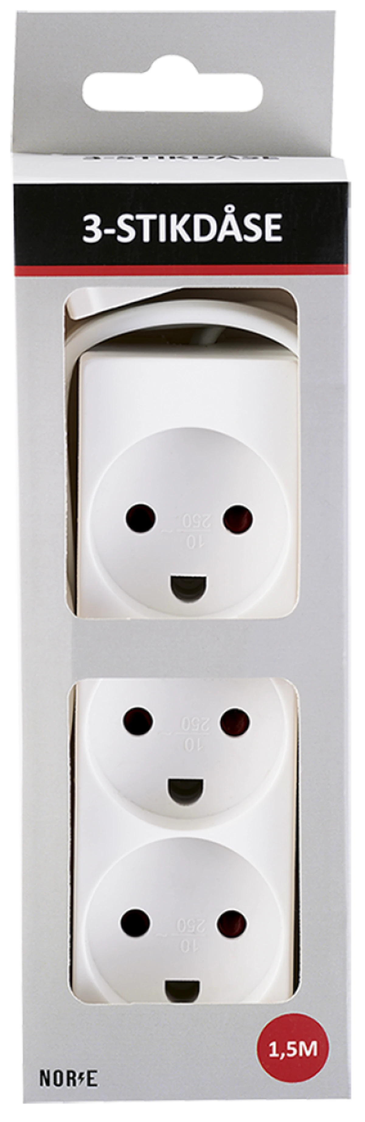 3-stikdåse med dummyhul hvid