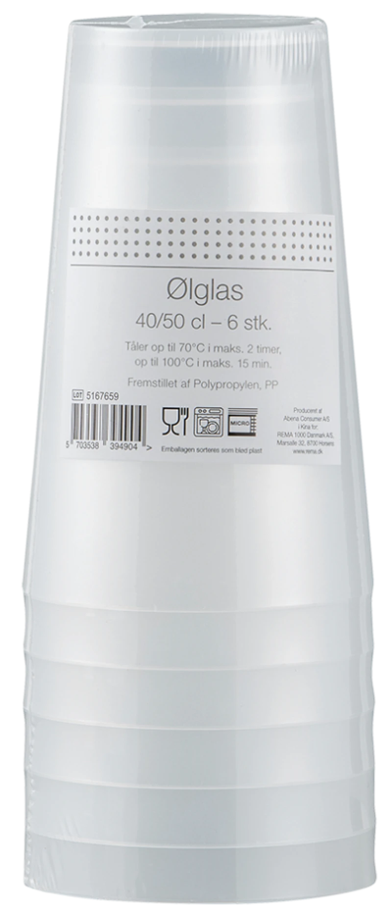 Plast ølglas 50 cl