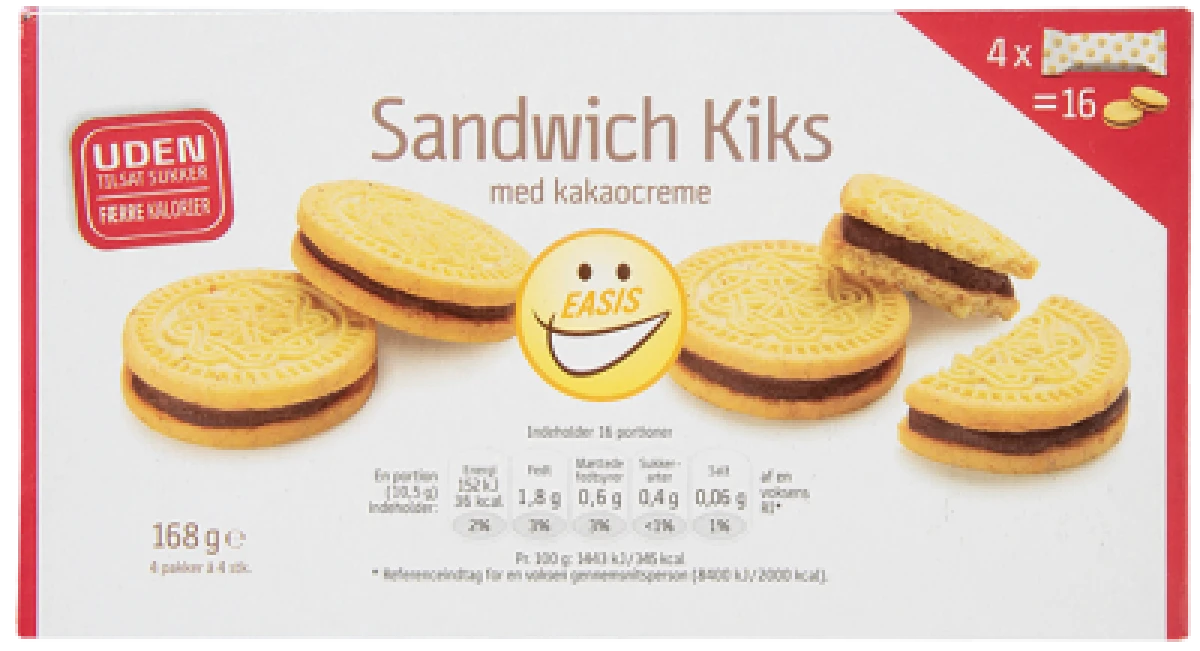 Easis, Kiks m. chokocreme u. tilsat sukker