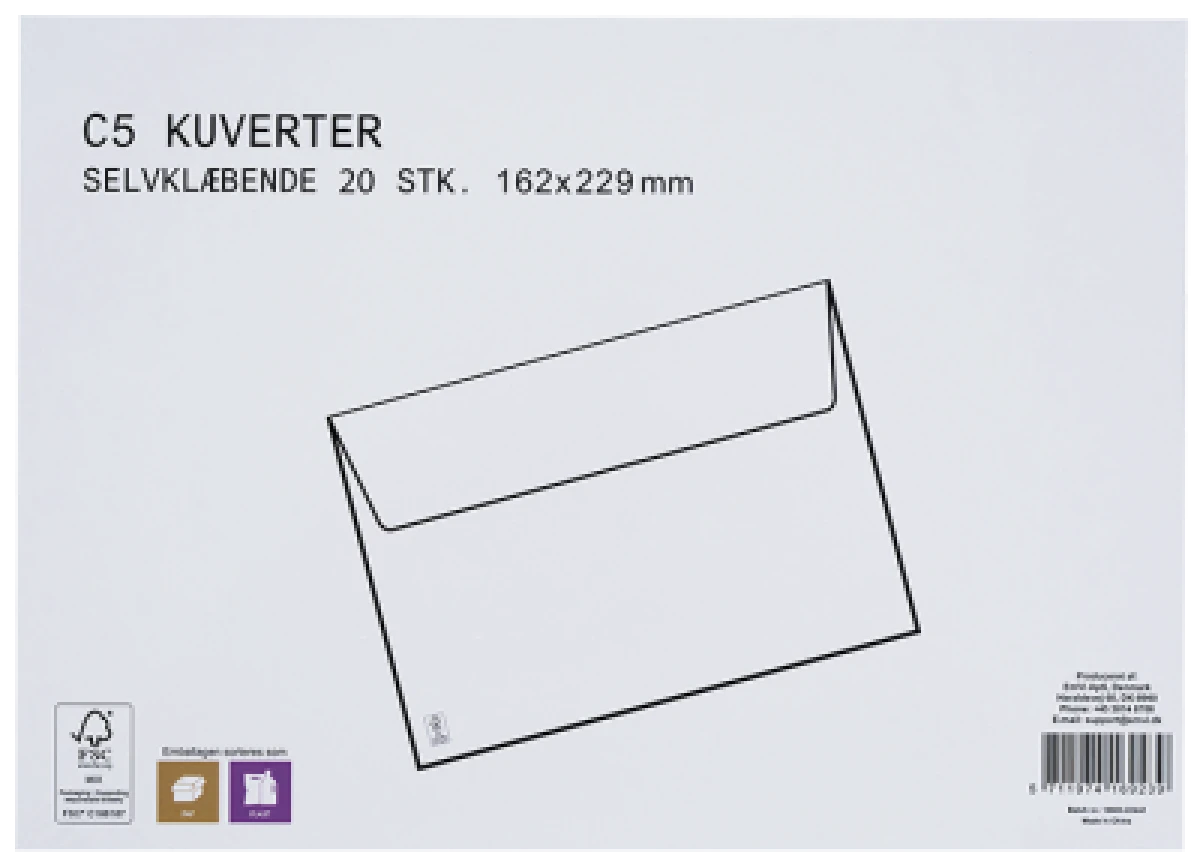 C5 Kuverter Selvklæbende