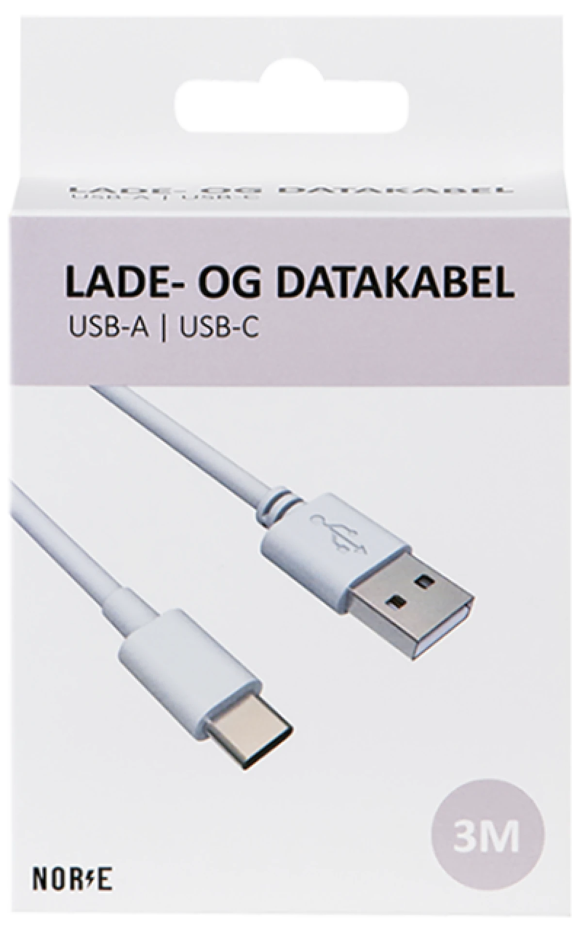USB-A til USB-C Ladekabel 3 m