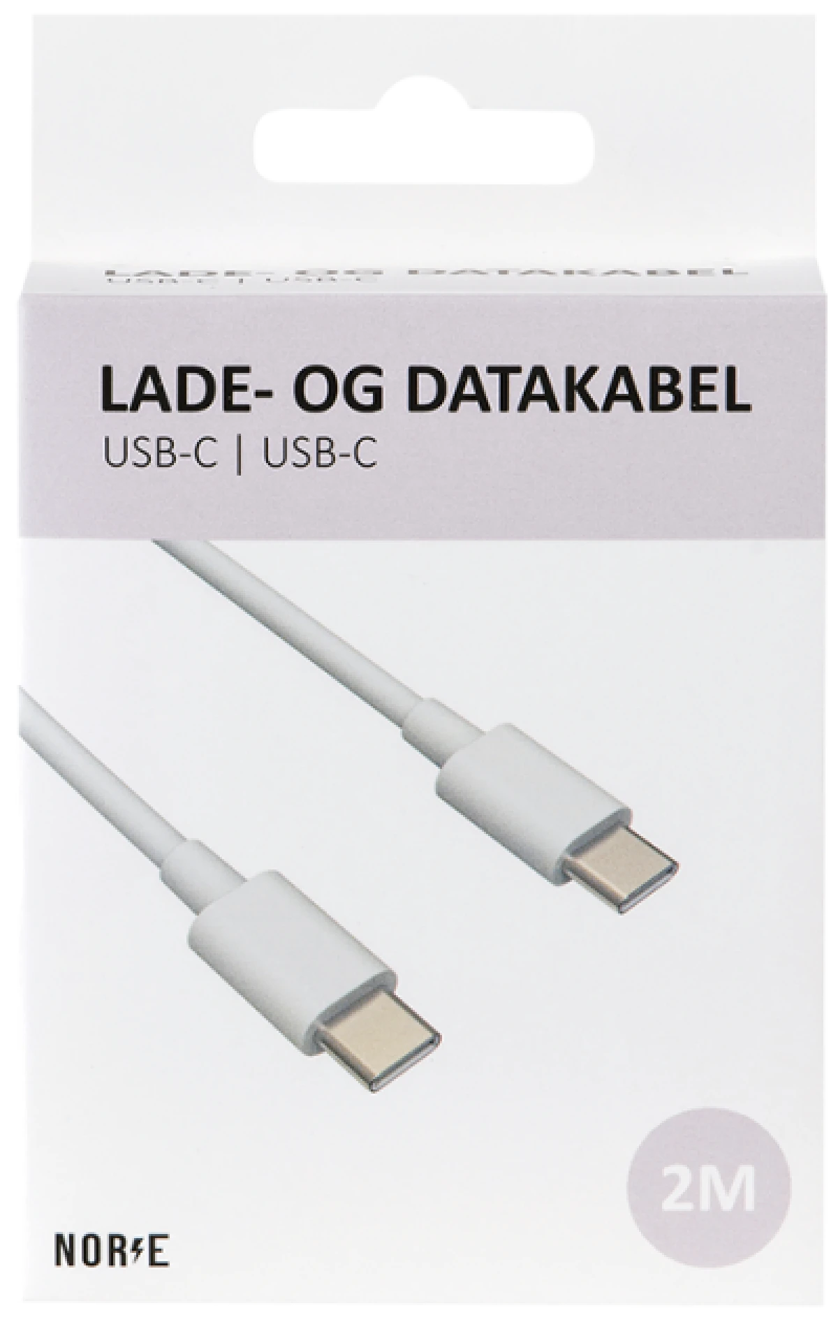 Ladekabel USB-C til USB-C 2 m Hvid