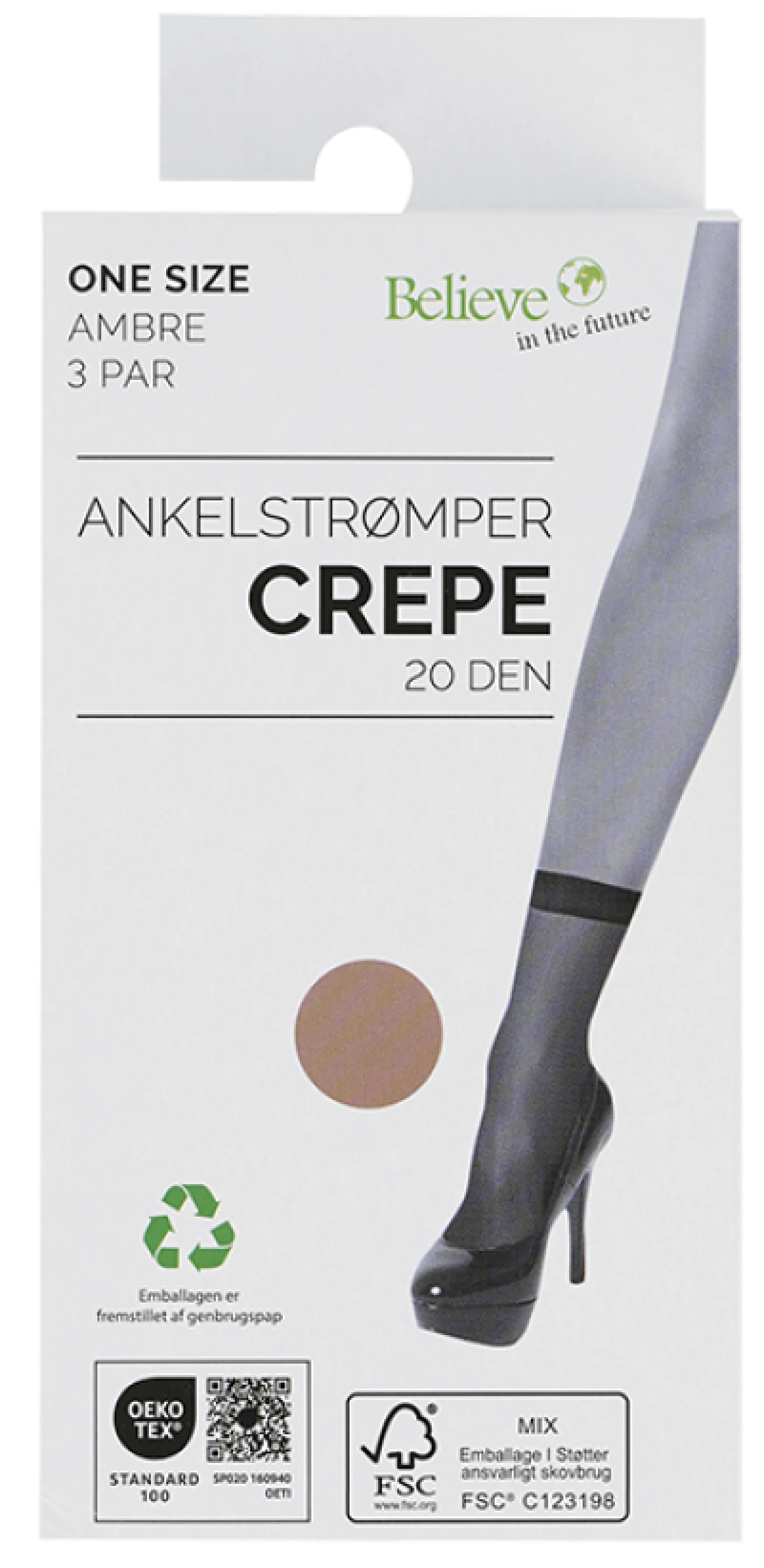 Ambre Crêpe Ankelstrømper 3 par