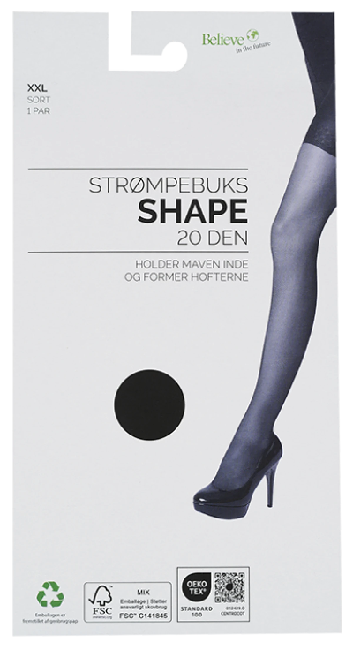 Strømpebuks XXL Shape 20 Denier Sort