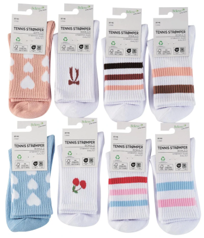 Tennis Strømpe str. 37-41