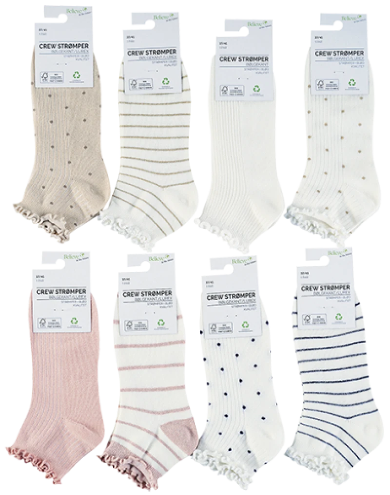 Crew Strømpe med Bølgekant str. 37-41 1 par