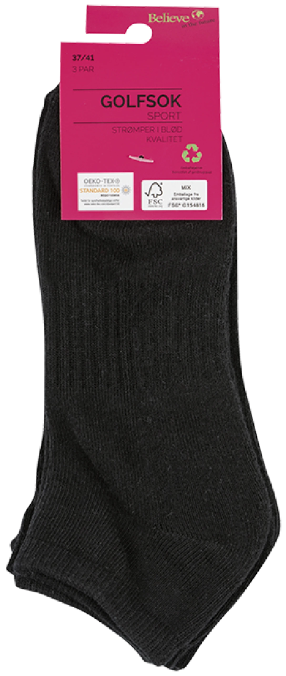 Sport Golfsokker Str. 37-41 3 par