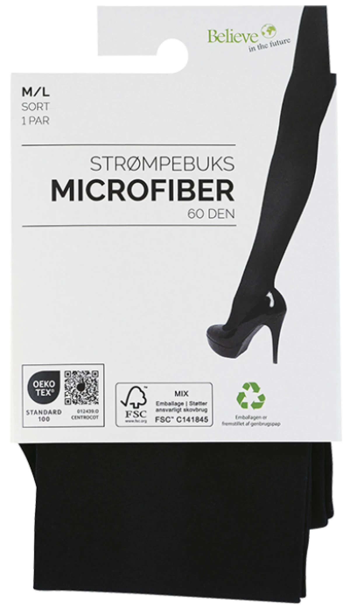 Strømpebukser Microfiber M/L Sort