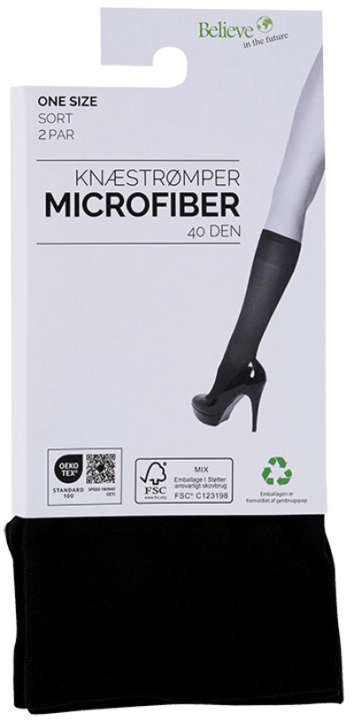 Knæstrømpe Sort 2 par