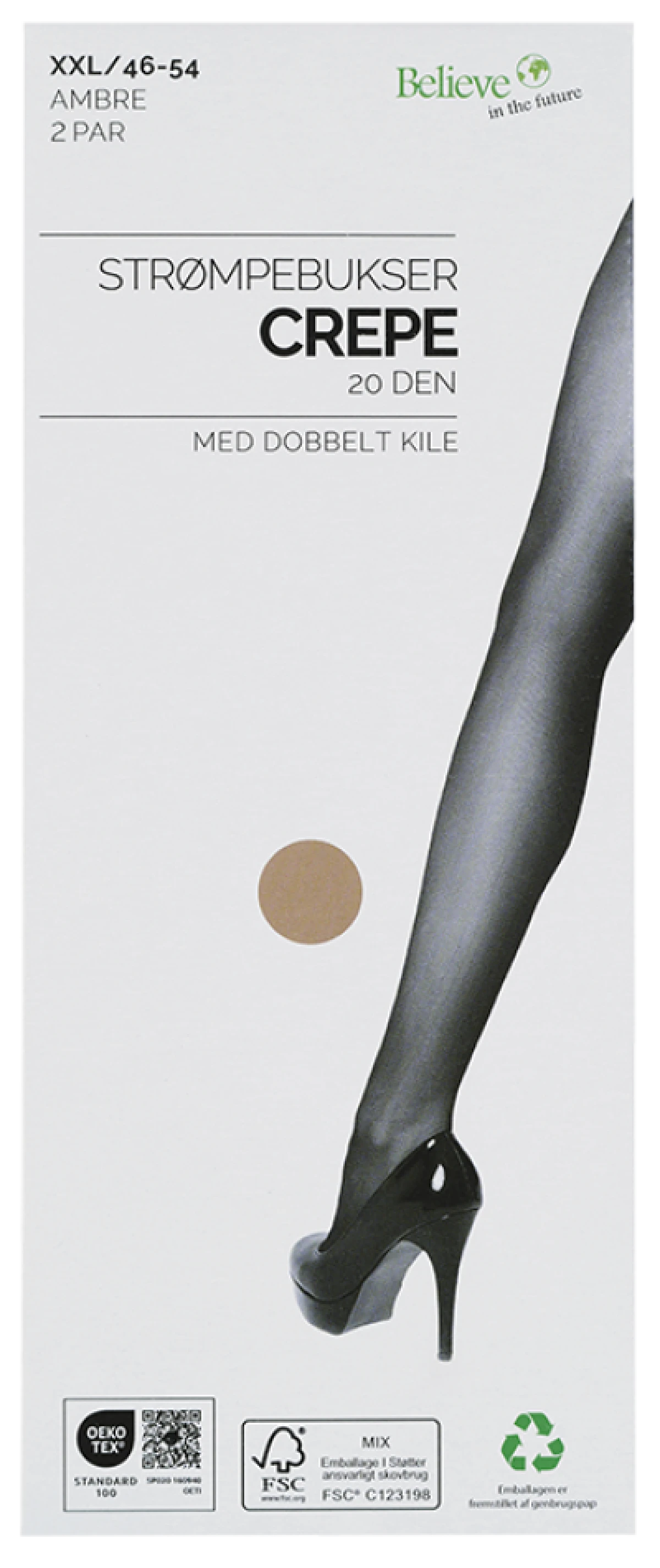 Ambre Crepe Strømpebuks 46-54 2 par