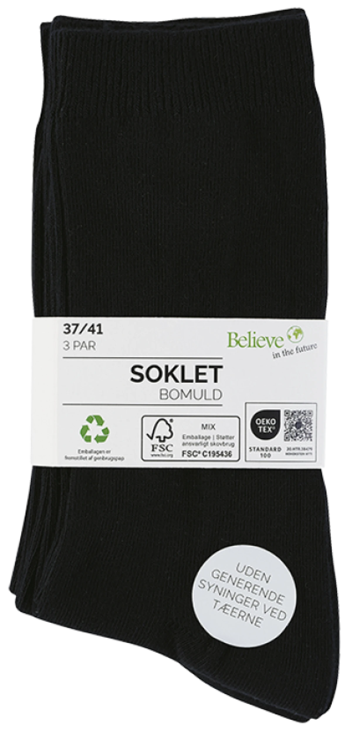 Dame Ankelsokker Sort 3 par