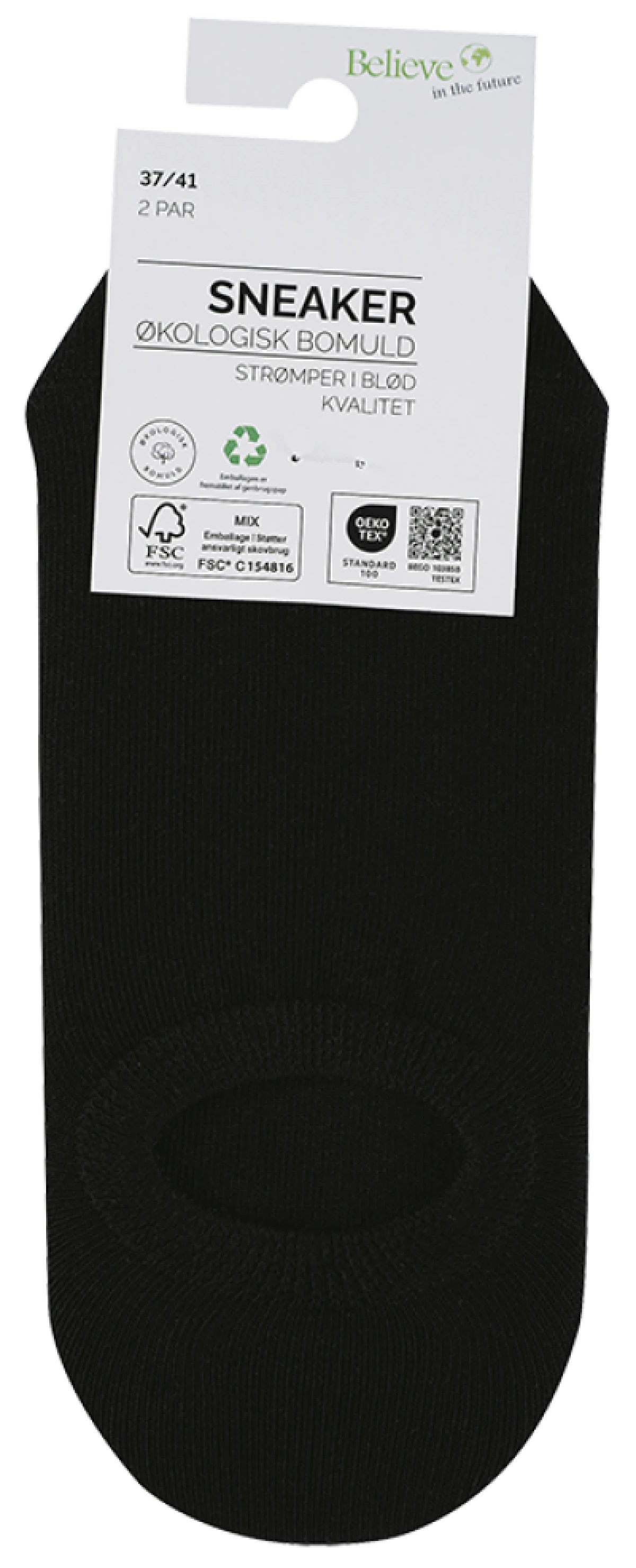 Sneaker Sokker Sort 2 par str. 37-41