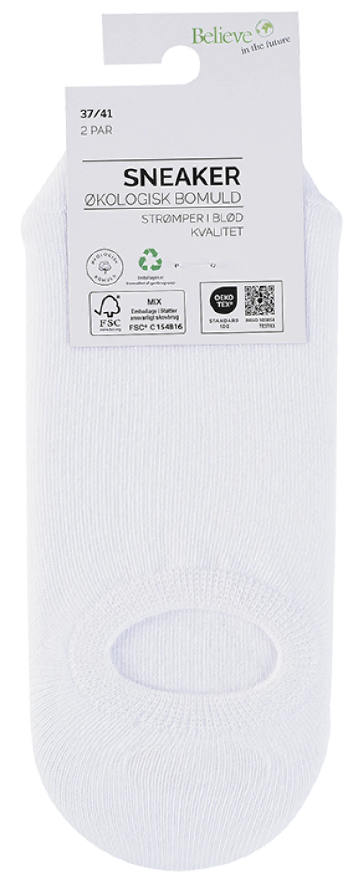 Sneaker Sokker 2 par Hvid Str. 37-41