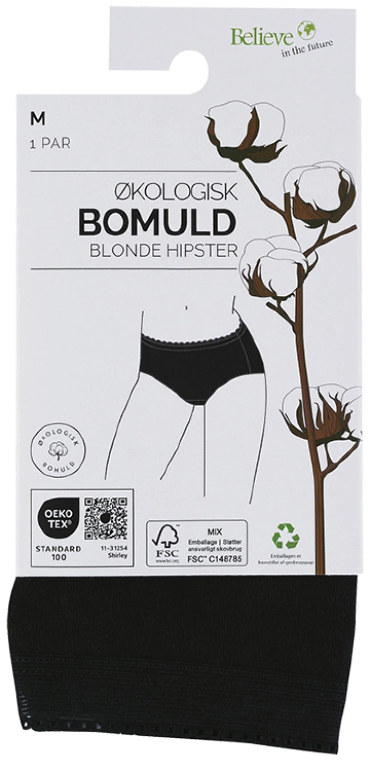 Organic Hipster Underbukser Sort Str. M