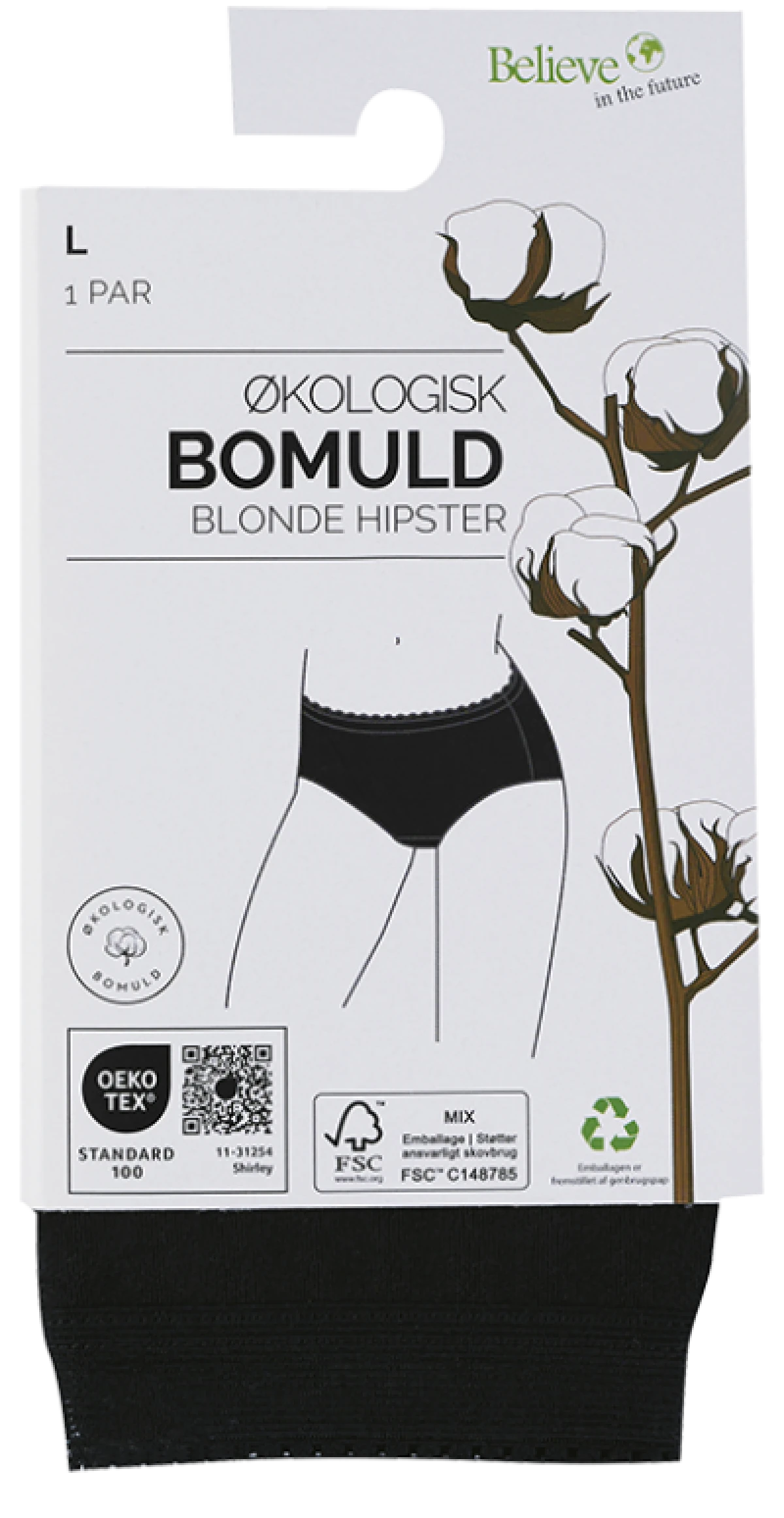 Organic Hipster Str. L Sort 1 par