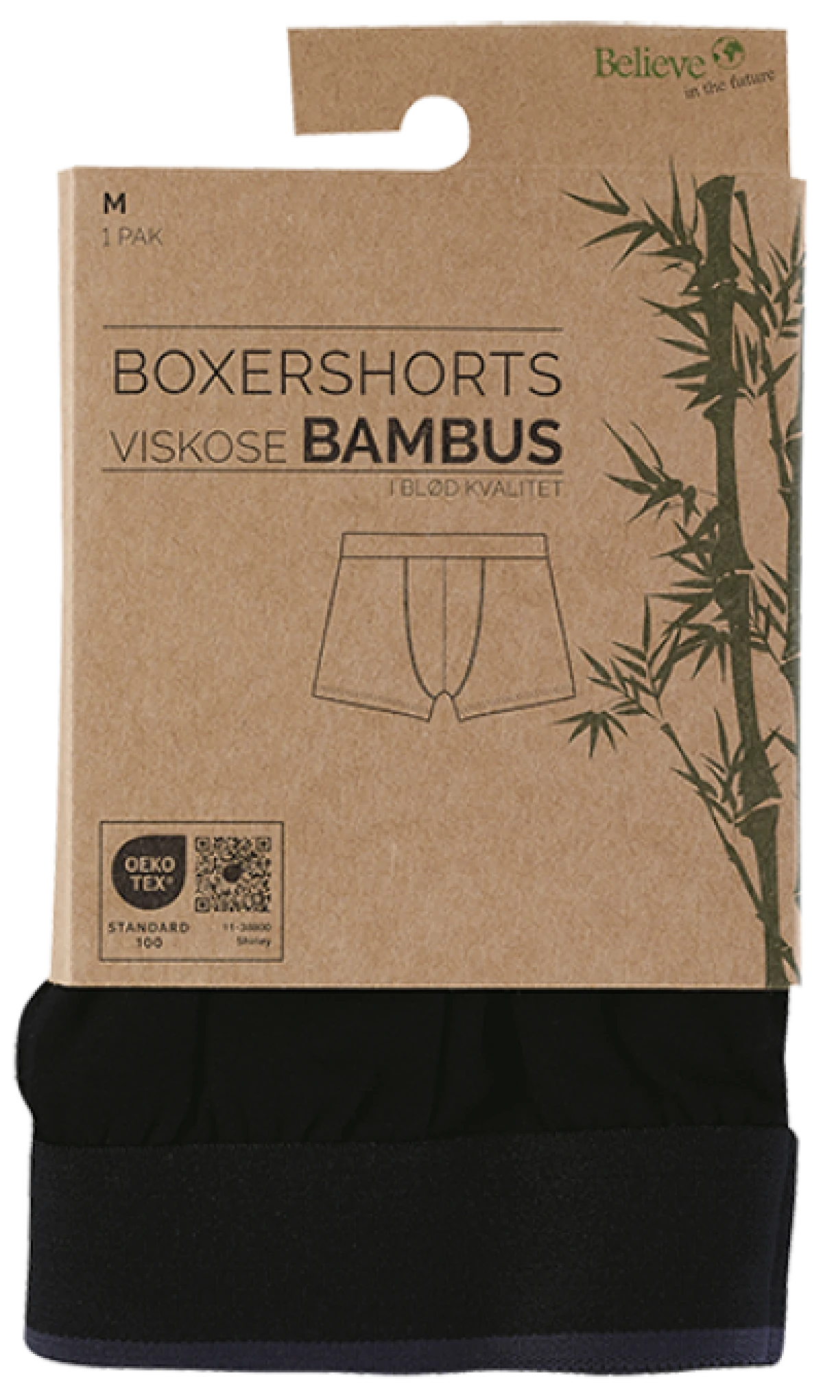 Boxer Str. M Underbukser Viskose Bambus Sort